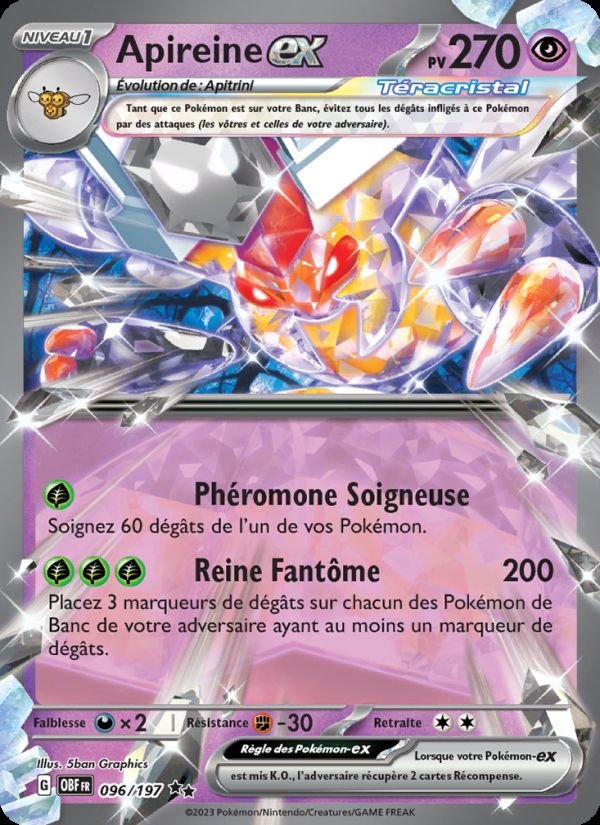 Carte pokemon apireine-ex obf 096/197 normale