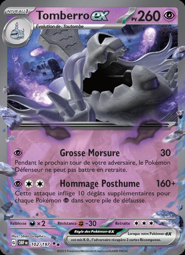 Carte pokemon tomberro-ex obf 102/197 normale