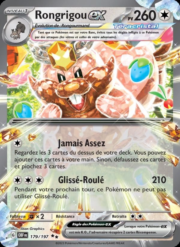 Carte pokemon rongrigou-ex obf 179/197 normale