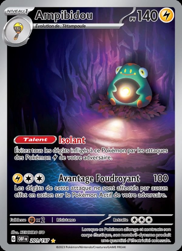Carte pokemon ampibidou obf 201/197 normale