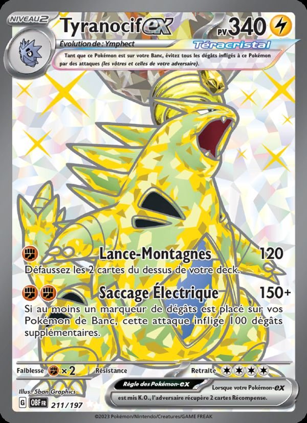 Carte pokemon tyranocif-ex obf 211/197 normale