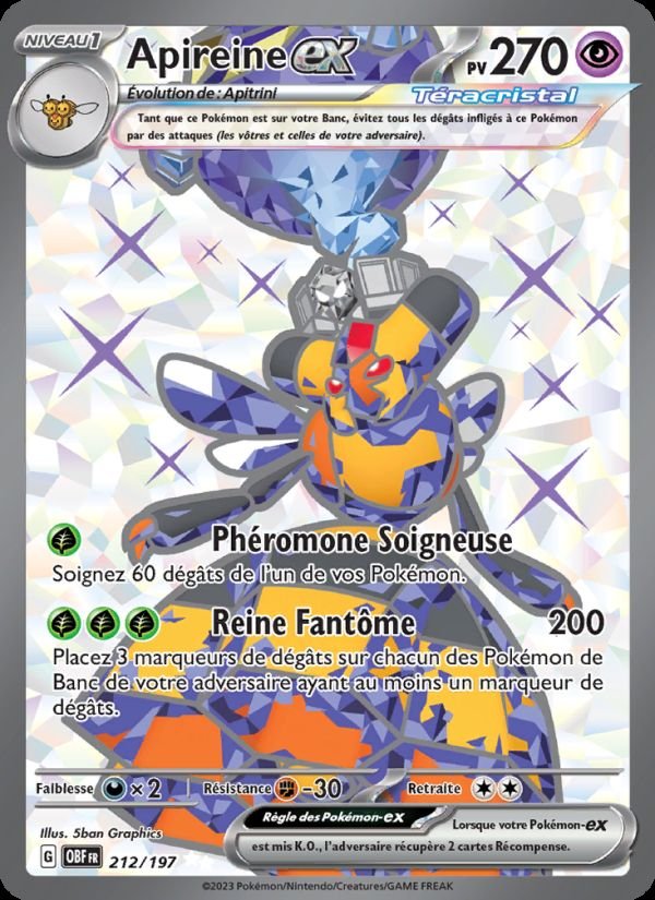 Carte pokemon apireine-ex obf 212/197 normale