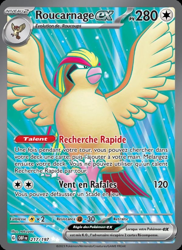 Carte pokemon roucarnage-ex obf 217/197 normale