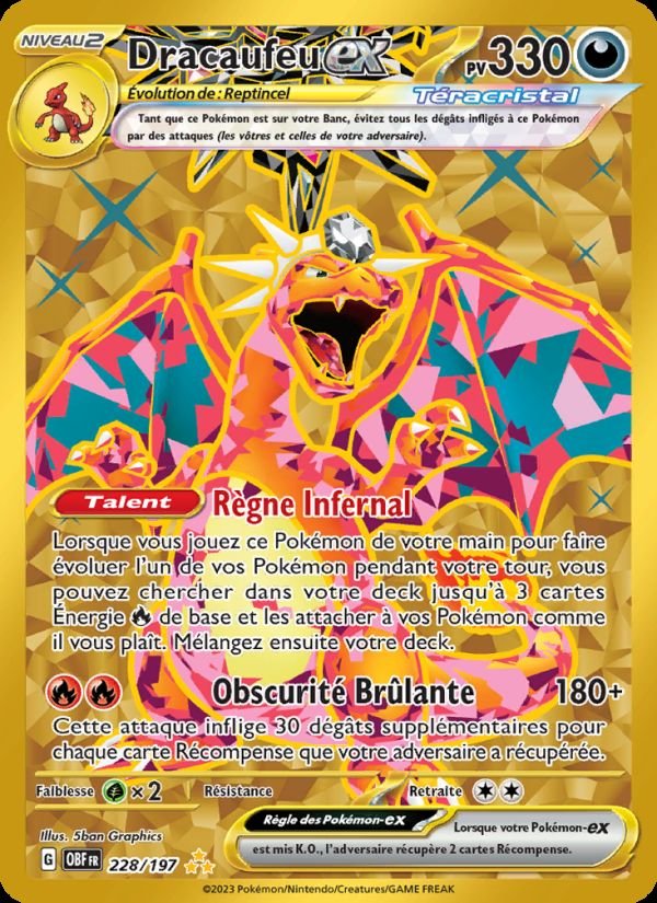 Carte pokemon dracaufeu-ex obf 228/197 normale