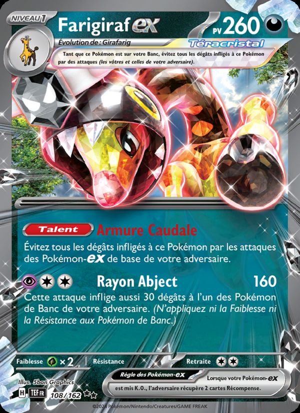 Carte pokemon farigiraf-ex tef 108/162 normale