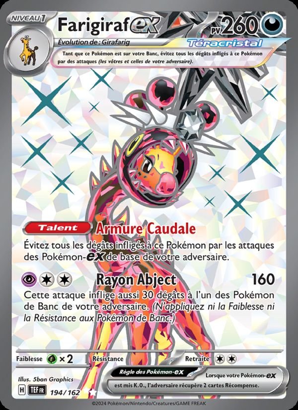 Carte pokemon farigiraf-ex tef 194/162 normale