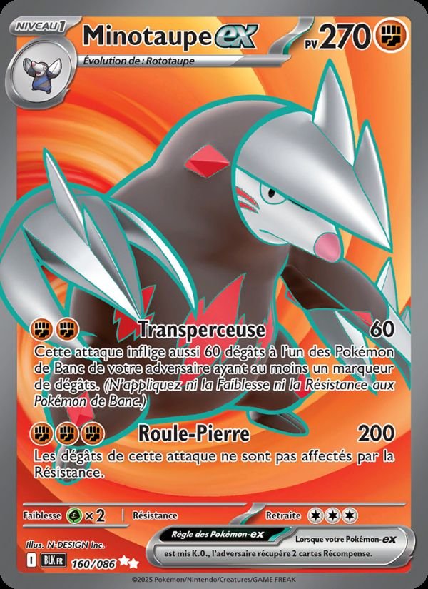 Carte pokemon minotaupe-ex blk 160/86 normale