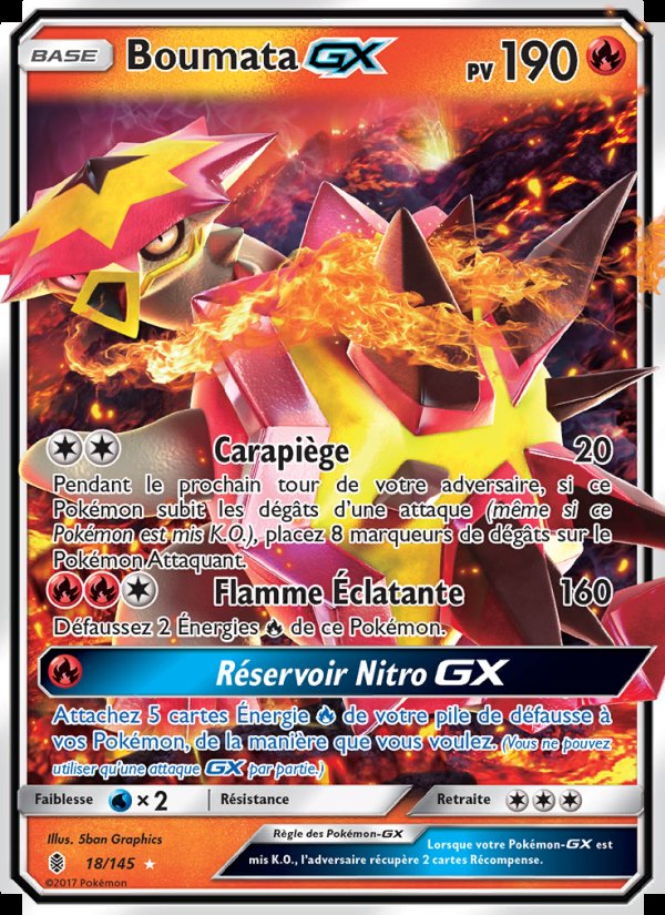Carte pokemon boumata gx gri 18/145