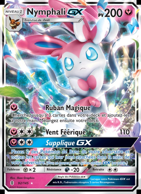 Carte pokemon nymphali gx gri 92/145