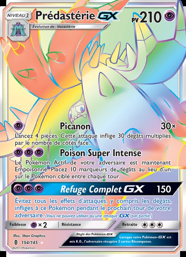 Carte pokemon predasterie gx gri 154/145