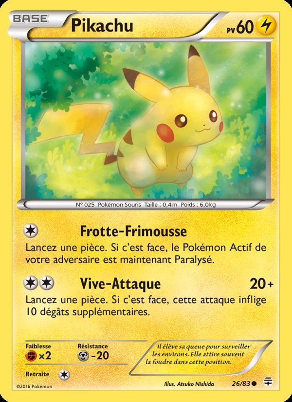 Carte pokemon pikachu gen 26/83 reverse