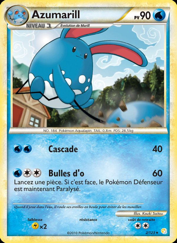 Carte pokemon azumarill hs 2/123 holo