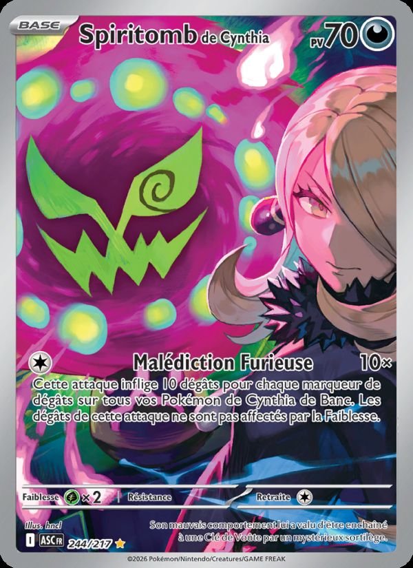 Carte pokemon spiritomb de cynthia asc 244/217