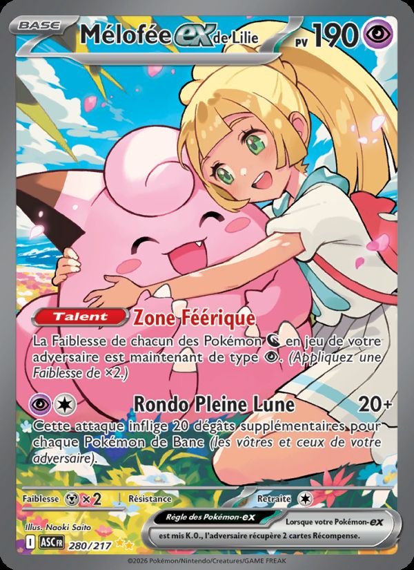 Carte pokemon melofee-ex de lilie asc 280/217