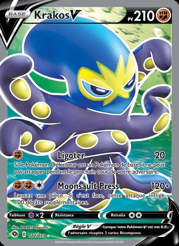 Carte pokemon krakos v cpa 72/73 holo
