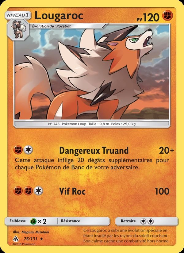 Carte pokemon lougaroc fli 76/131 reverse