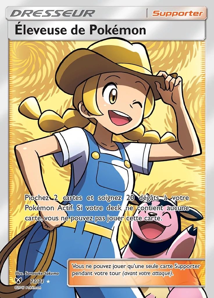 Carte pokemon eleveuse de pokemon slg 73/73 holo