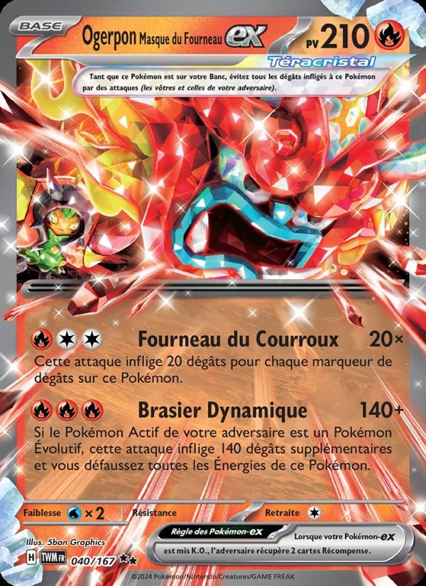 Carte pokemon ogerpon masque du fourneau-ex twm 040/167 holo
