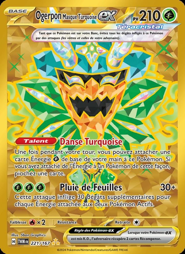 Carte pokemon ogerpon masque turquoise-ex twm 221/167 holo