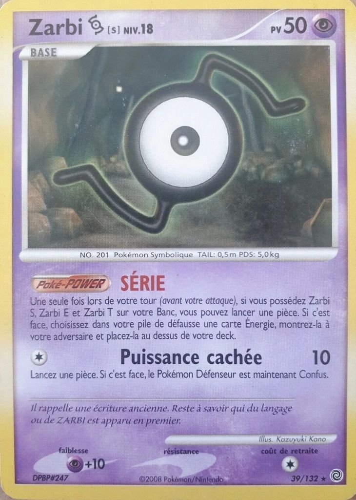 Carte pokemon zarbi s sw 39/132
