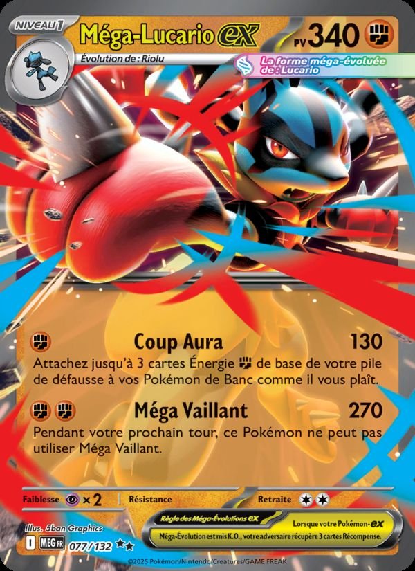 Carte pokemon mega-lucario-ex meg 077/132 normal