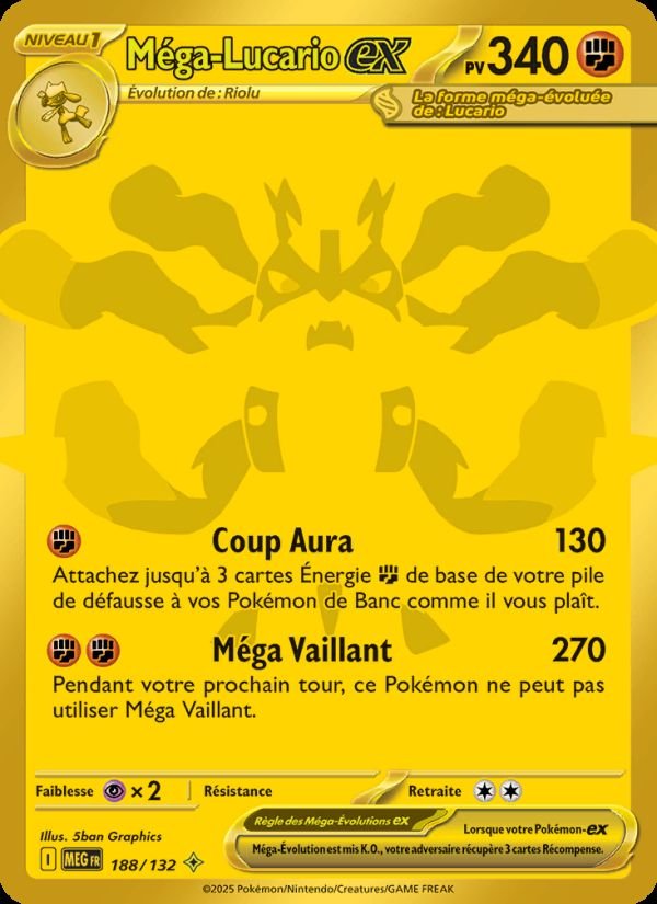 Carte pokemon mega-lucario-ex meg 188/132 normal
