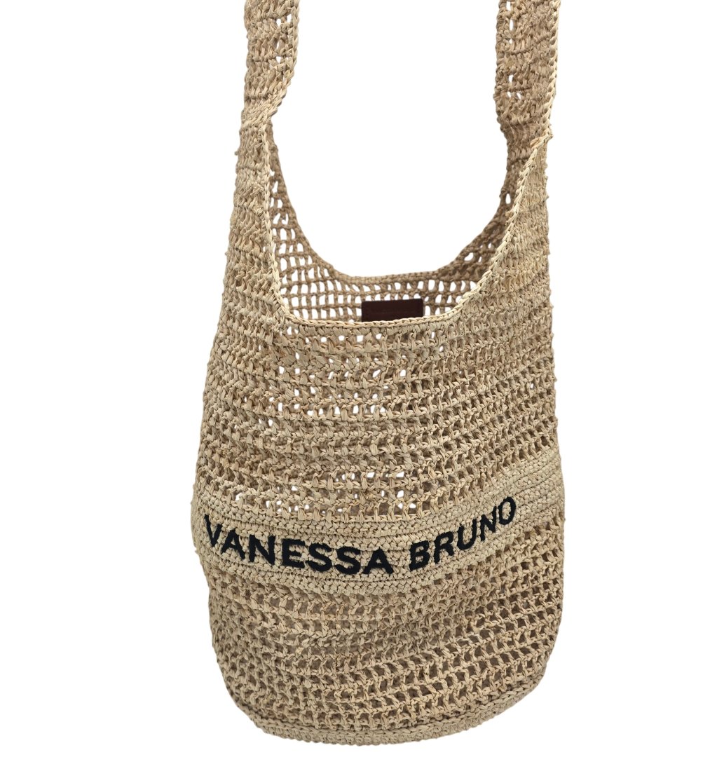 Cabas hobo raphia beige avec bandouliere