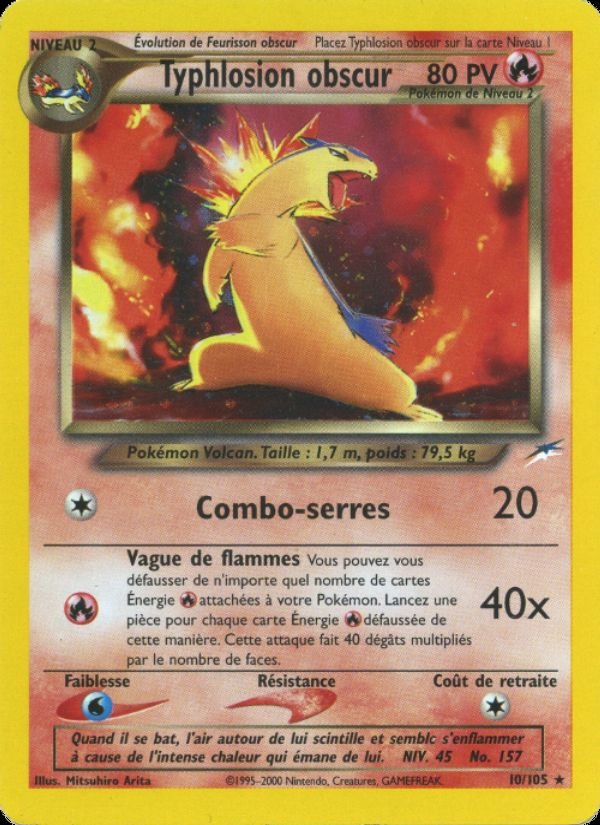 Carte pokemon typhlosion obscur n4 10/105 holo