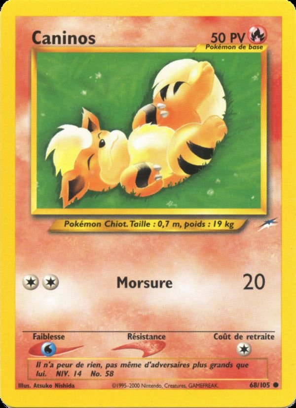 Carte pokemon caninos n4 68/105 normal