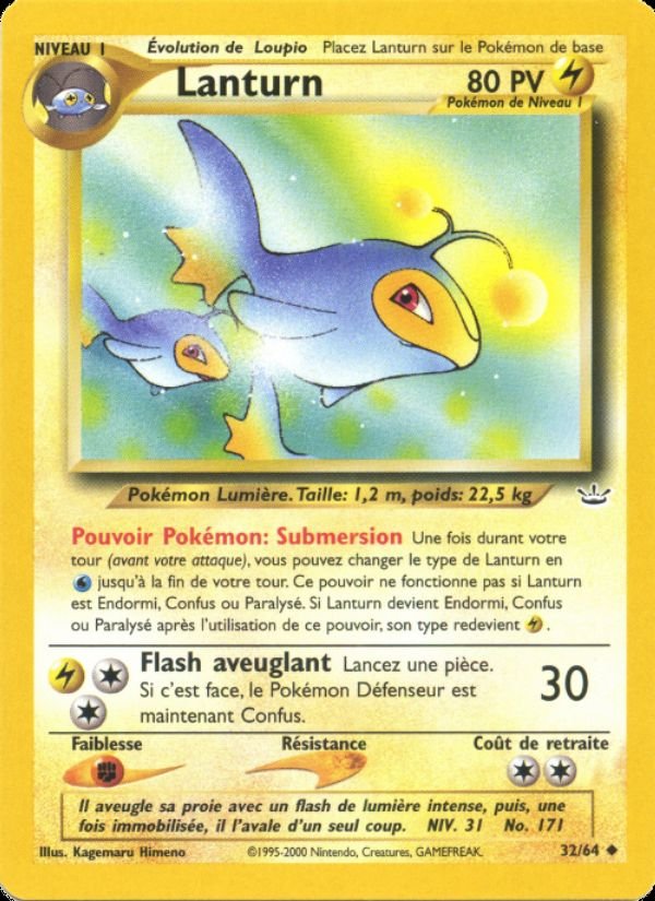 Carte pokemon lanturn n3 32/64 normal