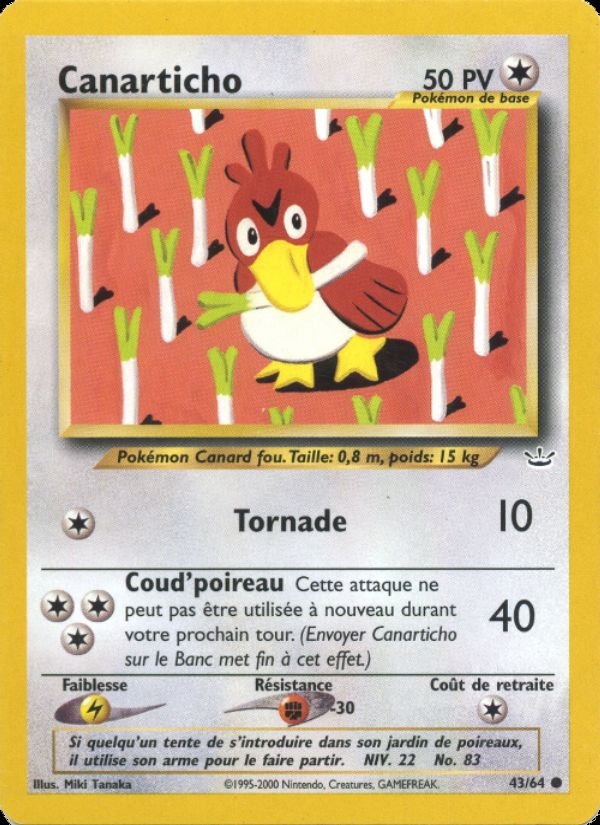 Carte pokemon canarticho n3 43/64 normal