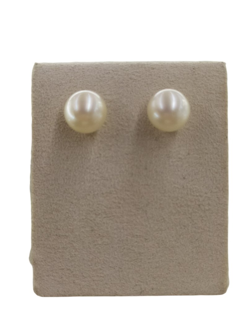 Boucles d'oreille jaune serties de perles blanches style classique