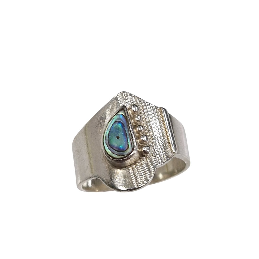 Bague pierre reflet bleu vert