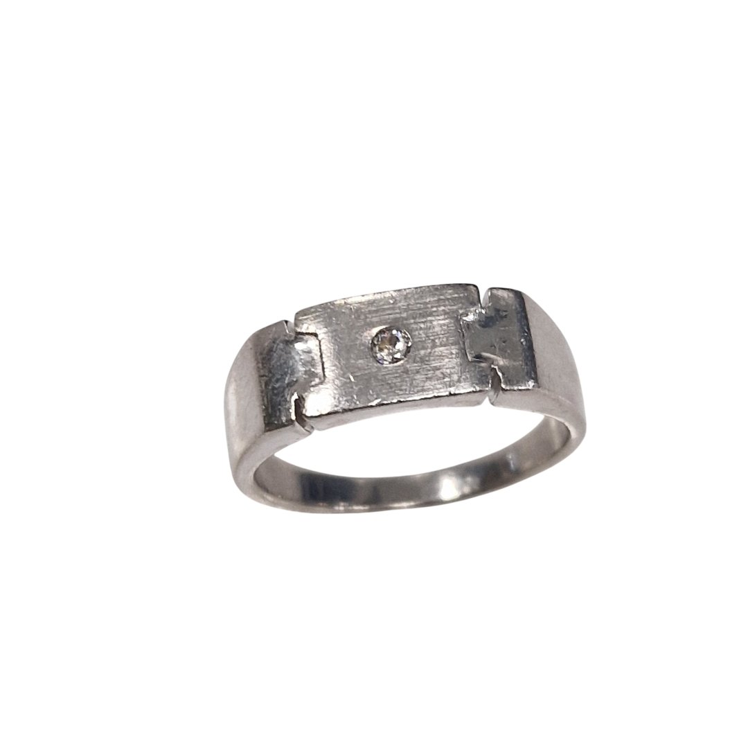 Bague chevaliere forme gourmette avec brillant
