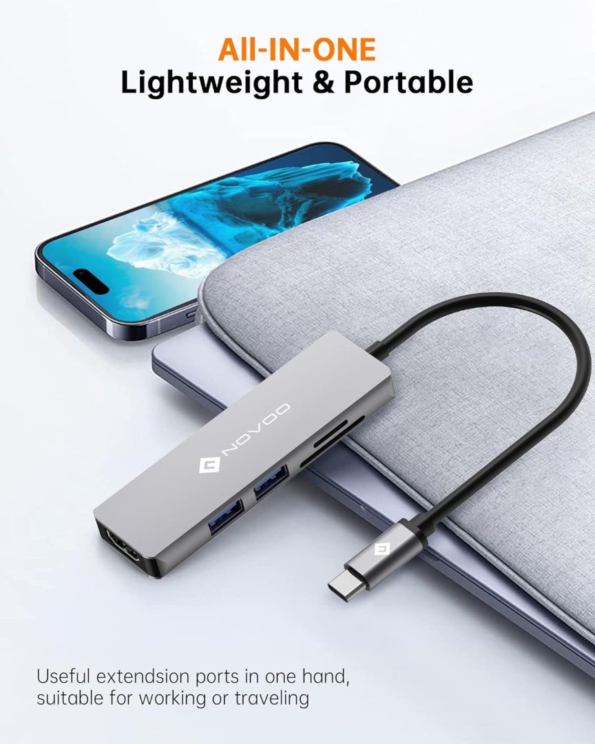 Adaptateur usb-c 4-1 r5pd adaptateur usb c, 5-en-1 hub usb c vers
