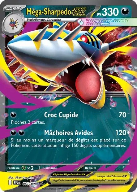 Carte pokemon mega-sharpedo ex pfl 061/094 normale
