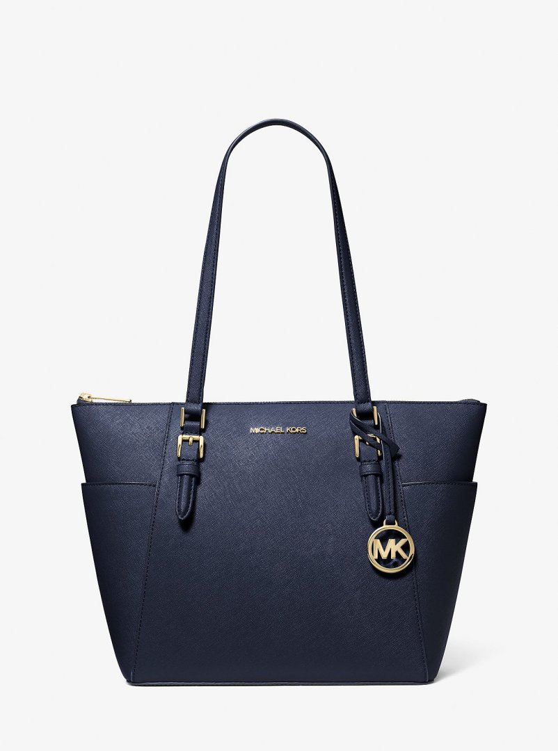 Sac cabas set set cuir saffiano bleu marine