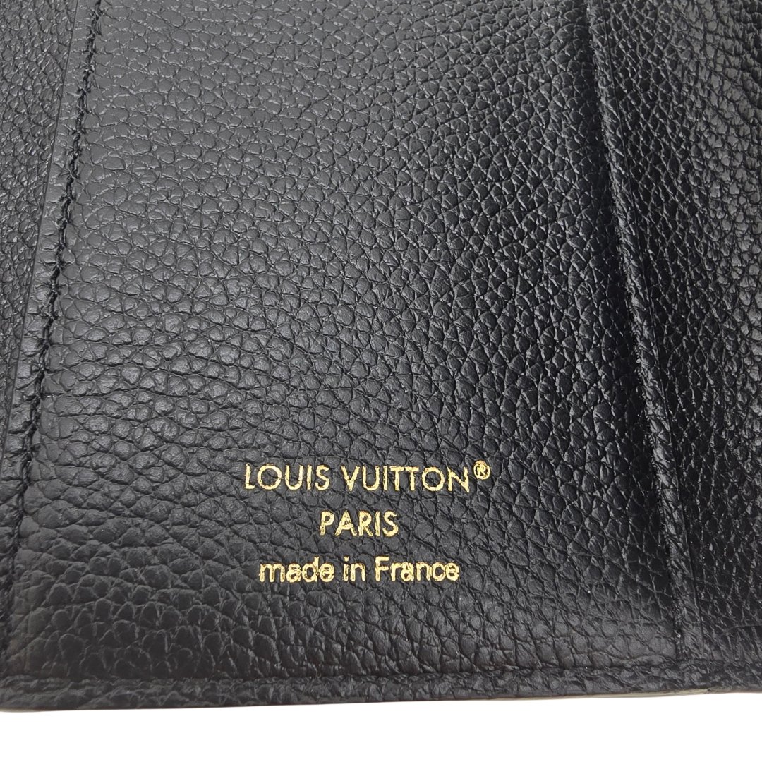 Portefeuille victorine cuir monogram empreinte bicolore noir/beige
