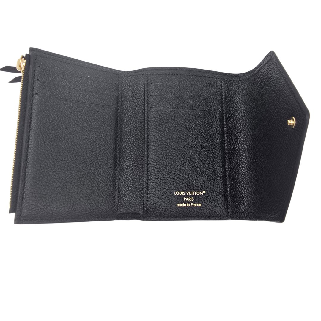 Portefeuille victorine cuir monogram empreinte bicolore noir/beige