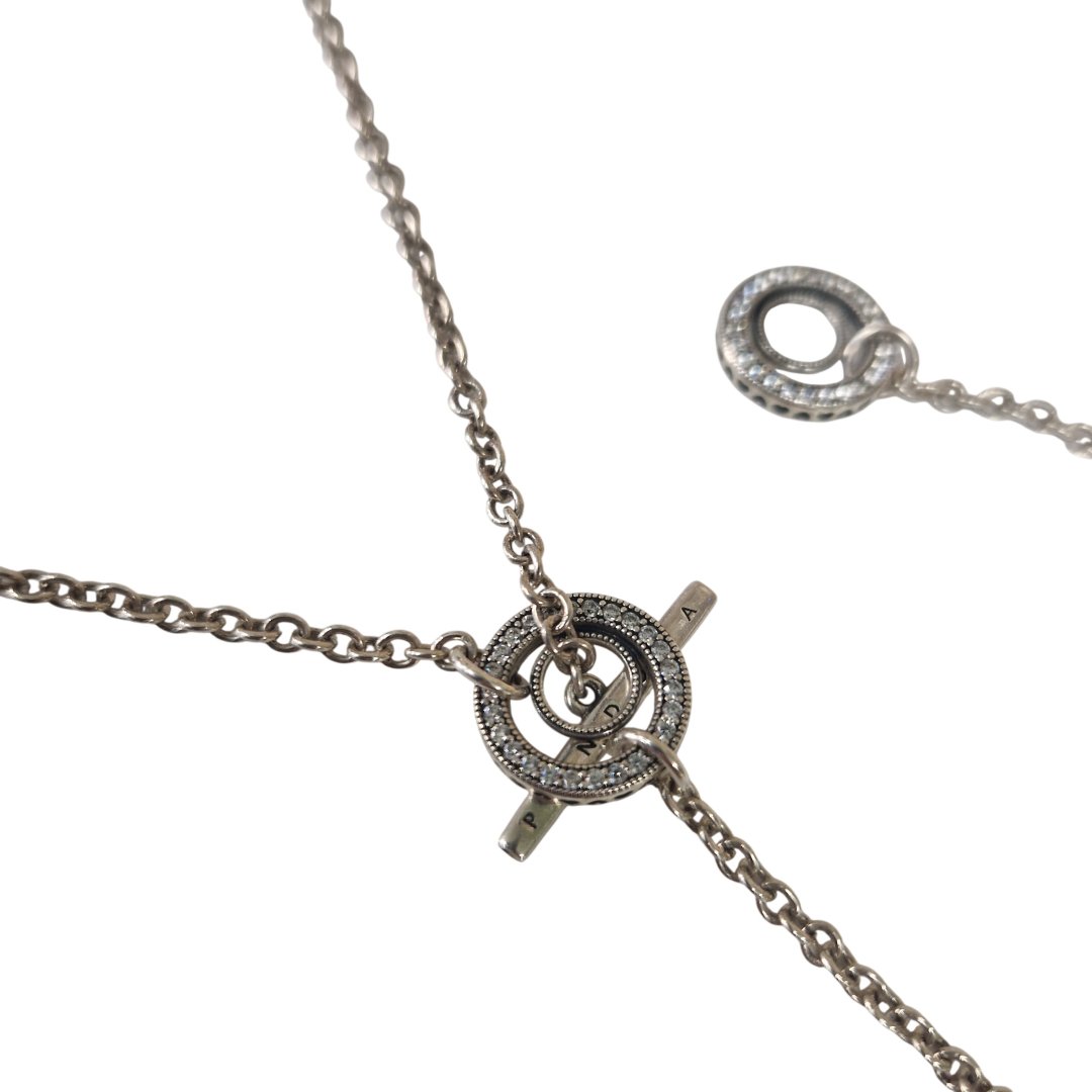 Collier sautoir coulissant double cercle cz