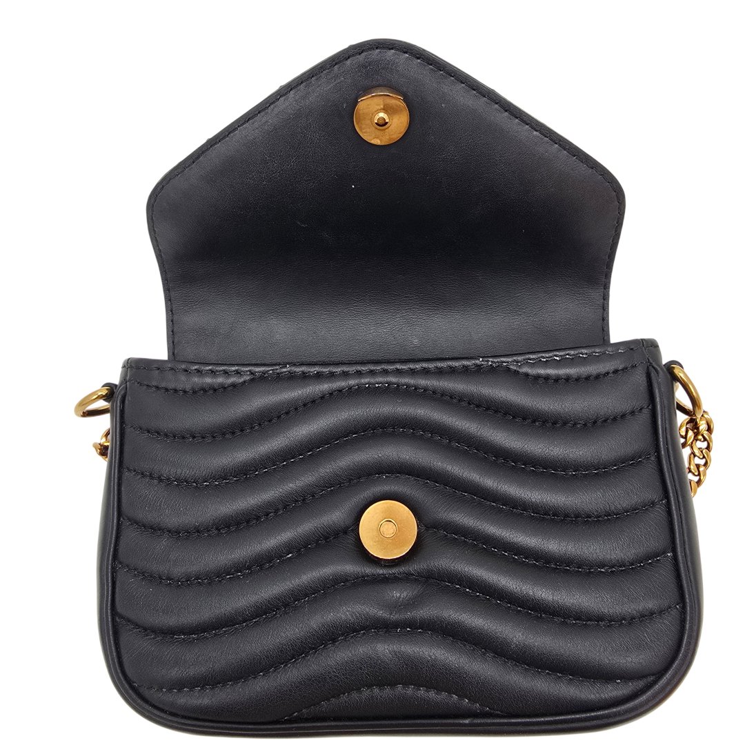 Sac new wave multi pochette cuir matelasse noir avec bandouliere
