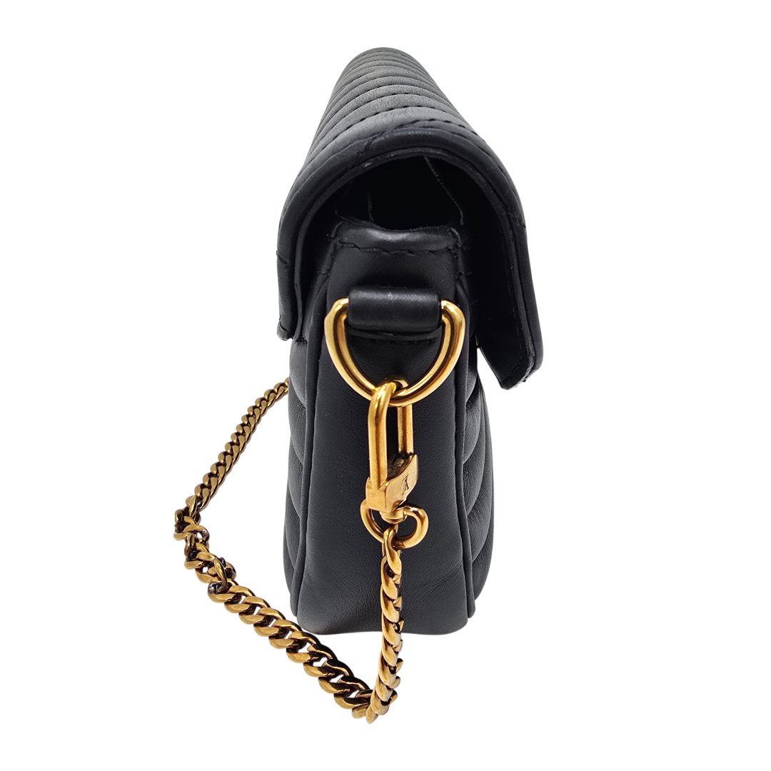 Sac new wave multi pochette cuir matelasse noir avec bandouliere