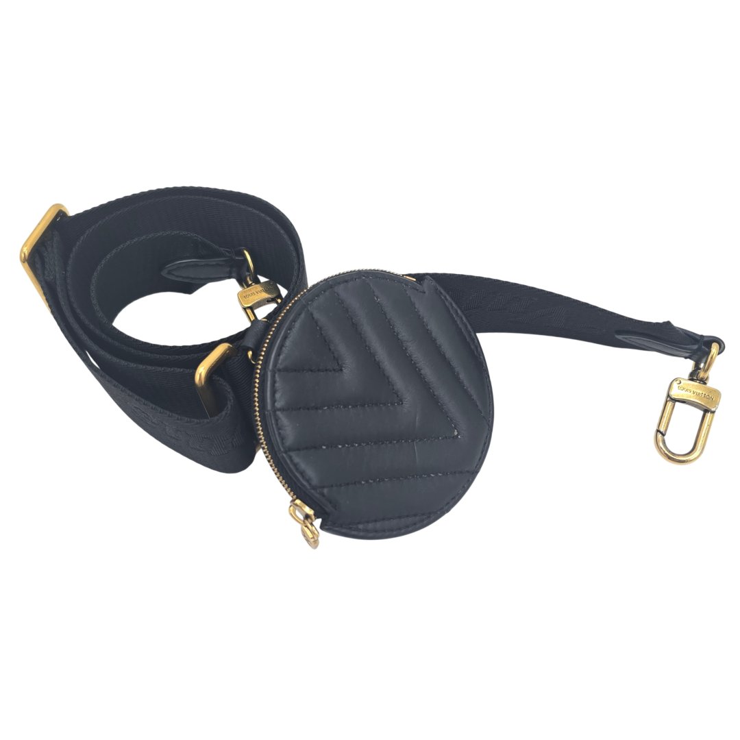 Sac new wave multi pochette cuir matelasse noir avec bandouliere