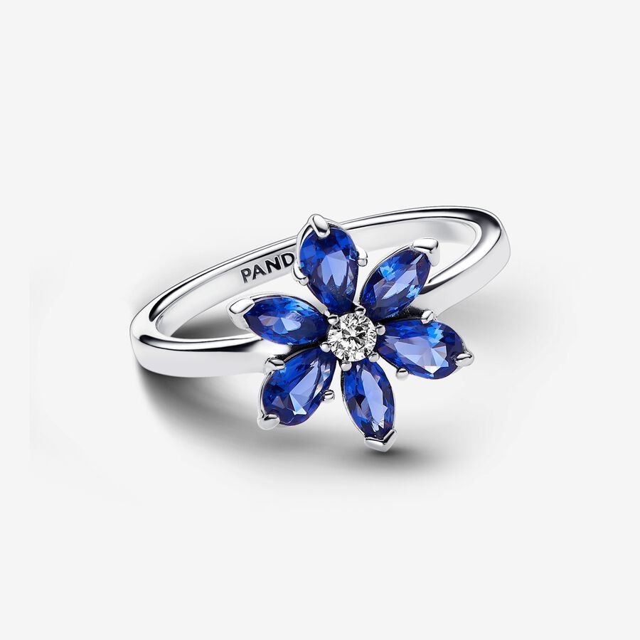 Bague fleur bleue