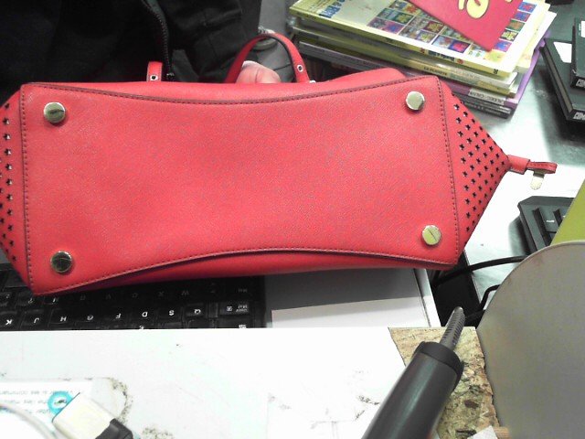 Sac a main tote bag drawstring cuir rouge
