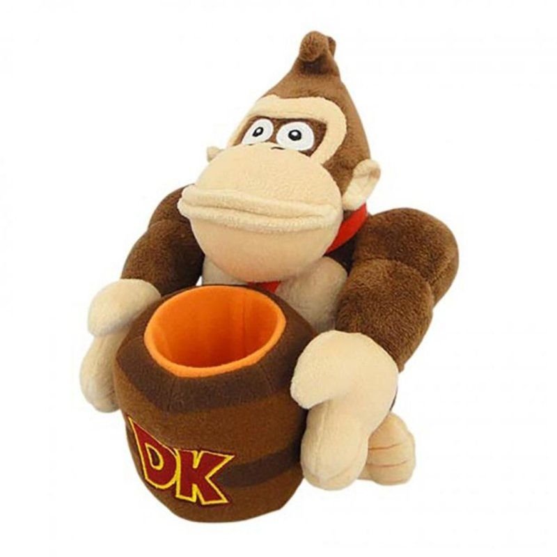 Peluche 21 cm peluche donkey kong avec baril