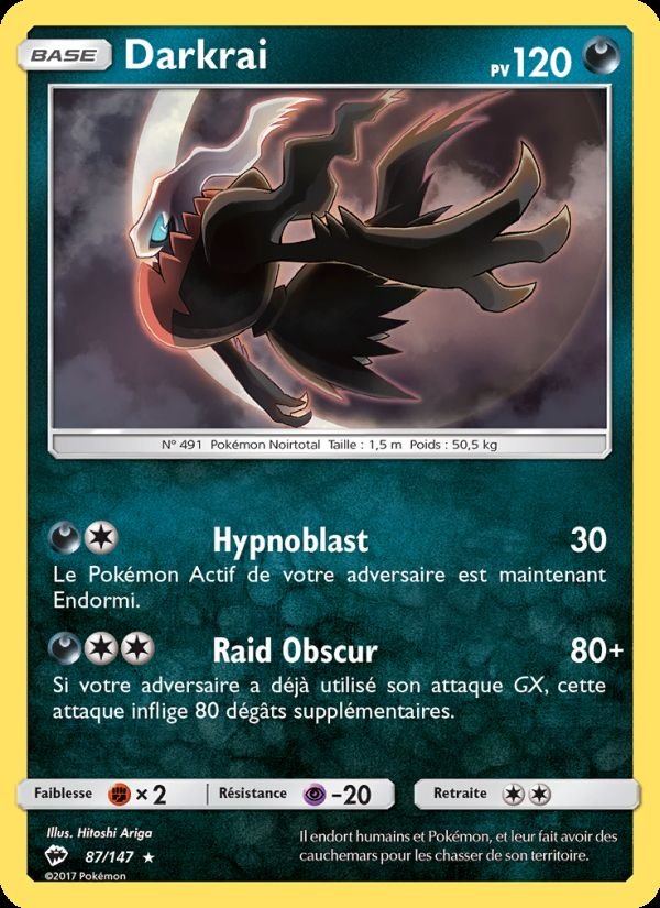 Carte pokemon darkrai bus 87/147 reverse