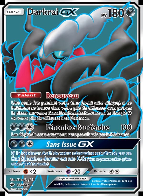 Carte pokemon darkrai gx bus 139/147