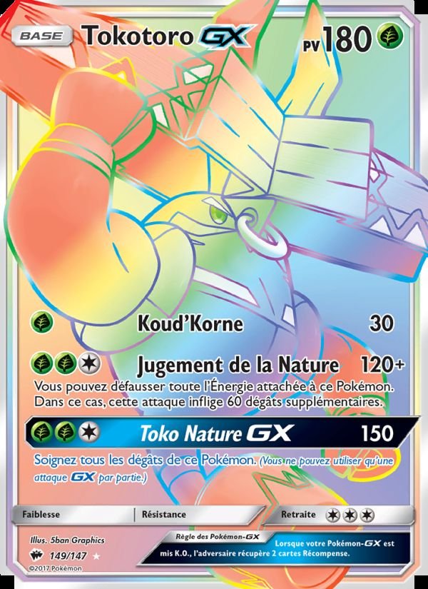 Carte pokemon tokotoro gx bus 149/147