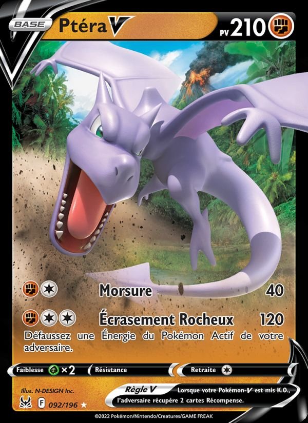 Carte pokemon ptera v lor 092/196 holo